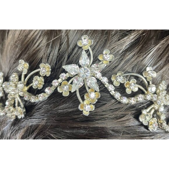Malis Henderson Rhinestone Crystal Flower Bridal Headpiece‎ NEW